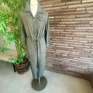 St. Germain Paris Vintage 80s 90s Heather Gray Jumpsuit Size 8